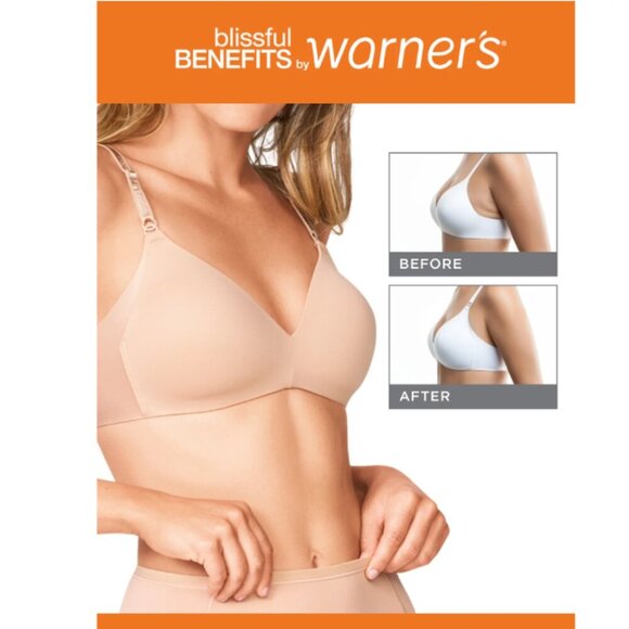 Warners Blissful Benefits Underarm-Smoothing Wireless Lightly Lined Bra 38D - Picture 3 of 11